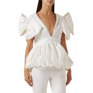 NEW CELIA B willem peplum top in white